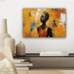 Vrouw - Ogen - Penseelstreken - Geel canvas 2cm klein -sfeer6