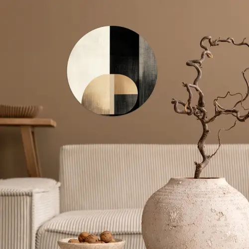 Vormen - Modern - Zwart Wandcirkel behangsticker klein -sfeer1
