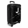 Zwart - Marmer look - Letter J - Marmer NBS - Handbagage koffer - Unisex middel -productfoto_3d