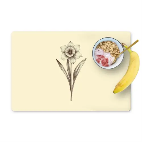 Zwart - Narcis - Illustratie Placemat vinyl groot -zzzproduct_Kitchenyeah-website