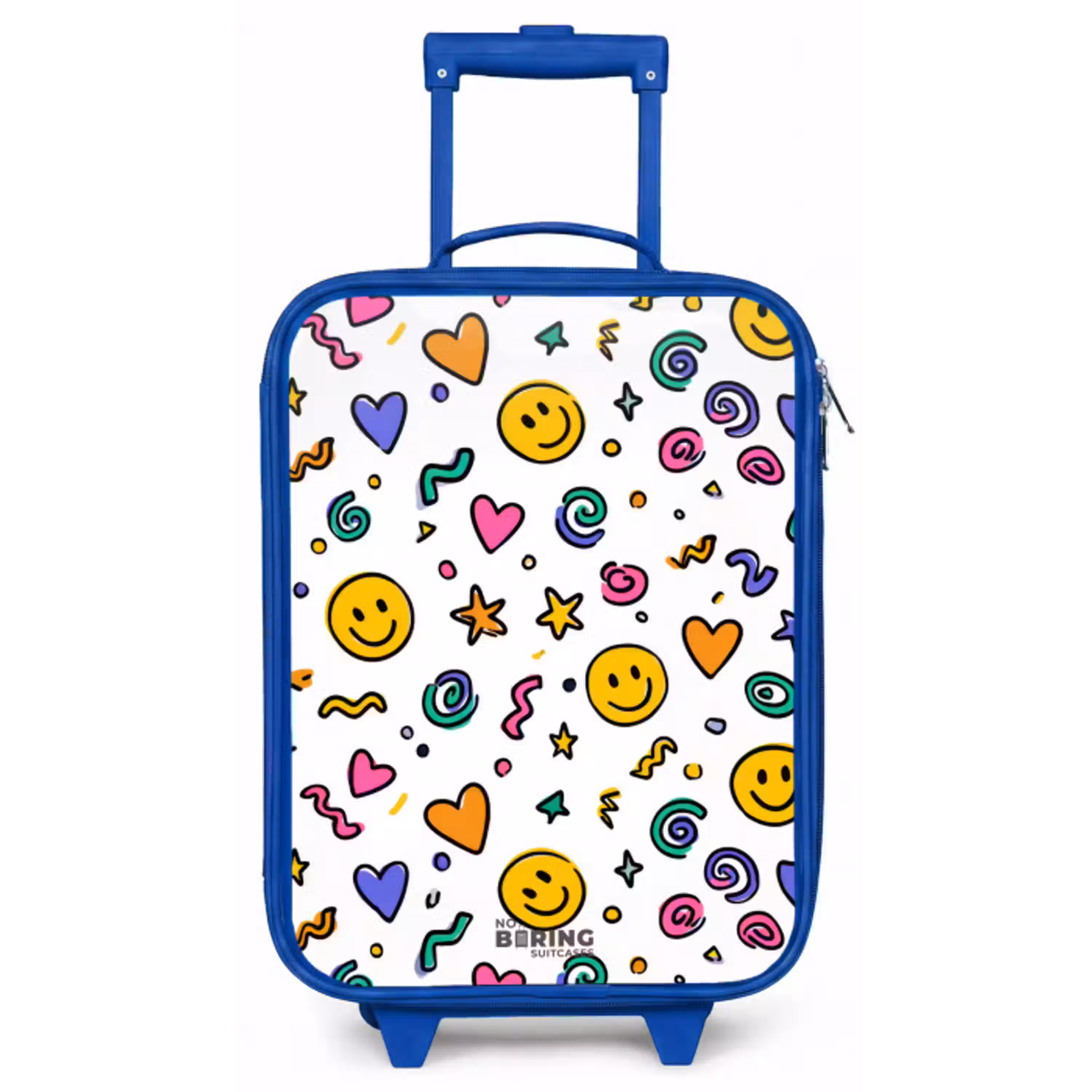 Smiley - Hartje - Ster Kinderkoffer - Blauw klein -zz3dotto