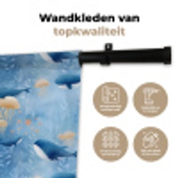 Walvissen - Oceaan - Blauw Wandkleed katoen klein 269 -sfeer2