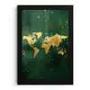 Wereldkaart - Groen - Goud fotolijst zwart zonder passe partout klein -3d
