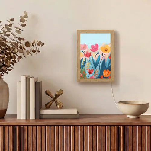 Illustratie - Bloemen - Kleurrijk Light Box met kabel (Tafellamp) klein -sfeer2