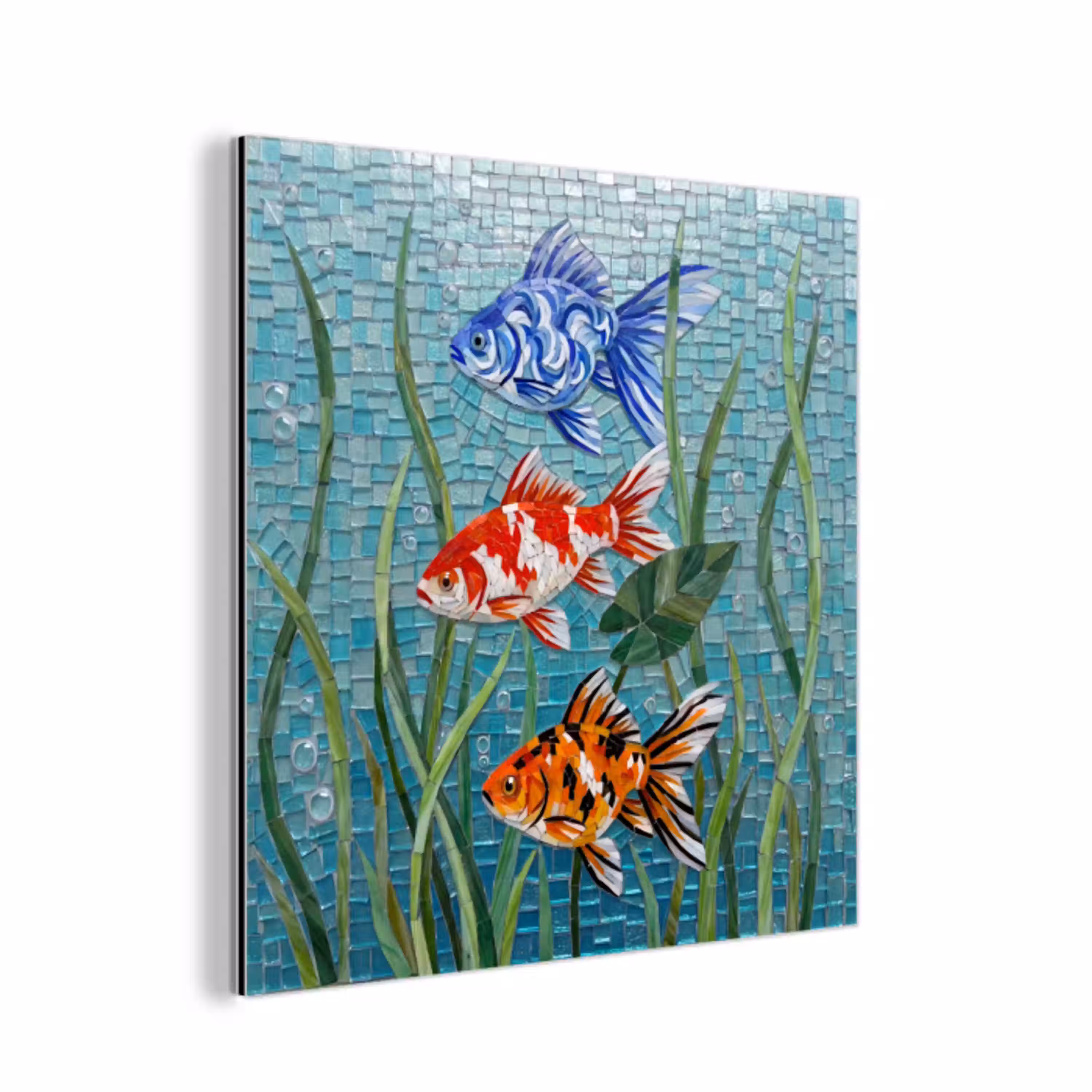 Vis - Mozaïek - Onderwater - Kleurrijk - Dieren aluminium wit klein -3d
