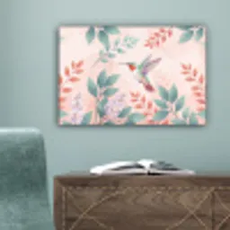 Kolibrie - Vliegen - Natuur - Illustratie - Kleurrijk canvas 2cm klein -sfeer4