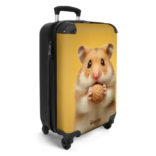 Hamster met een nootje op een gele achtergrond NBS - Handbagage koffer - Kinderen Unisex middel -productfoto_3d