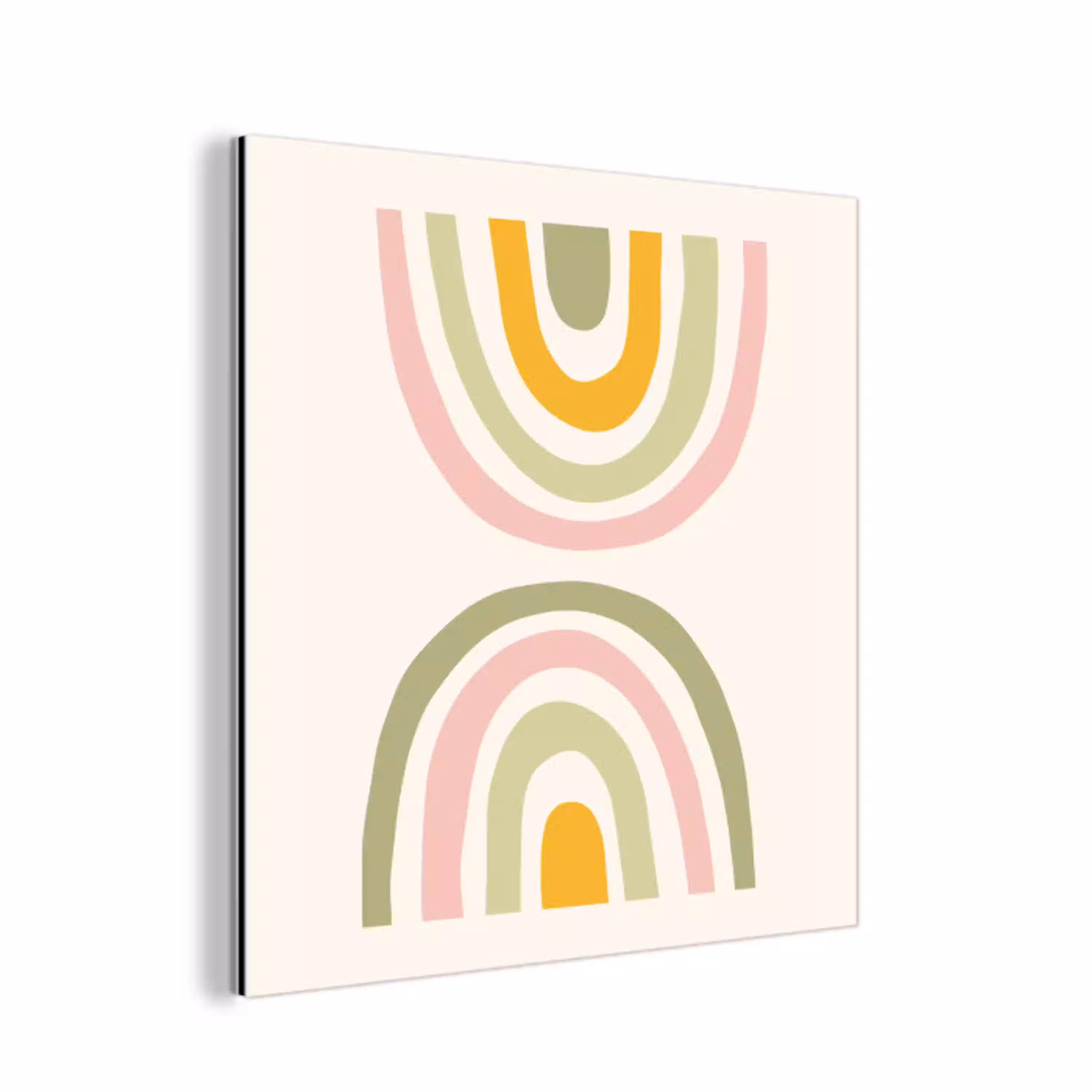 Regenboog - Pastel - Groen - Roze - Modern aluminium wit klein -3d