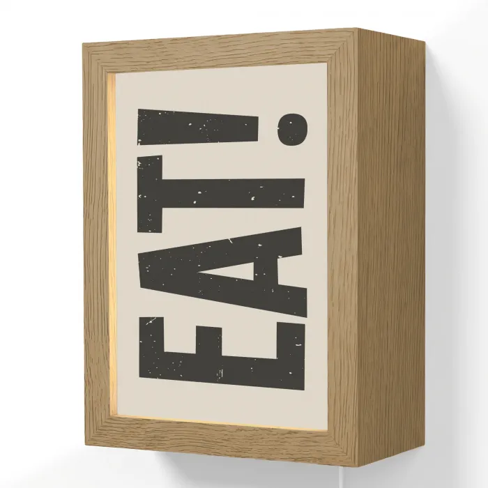 Eten - zwart - Japandi - Wit Light Box met kabel (Wandlamp) klein -3d
