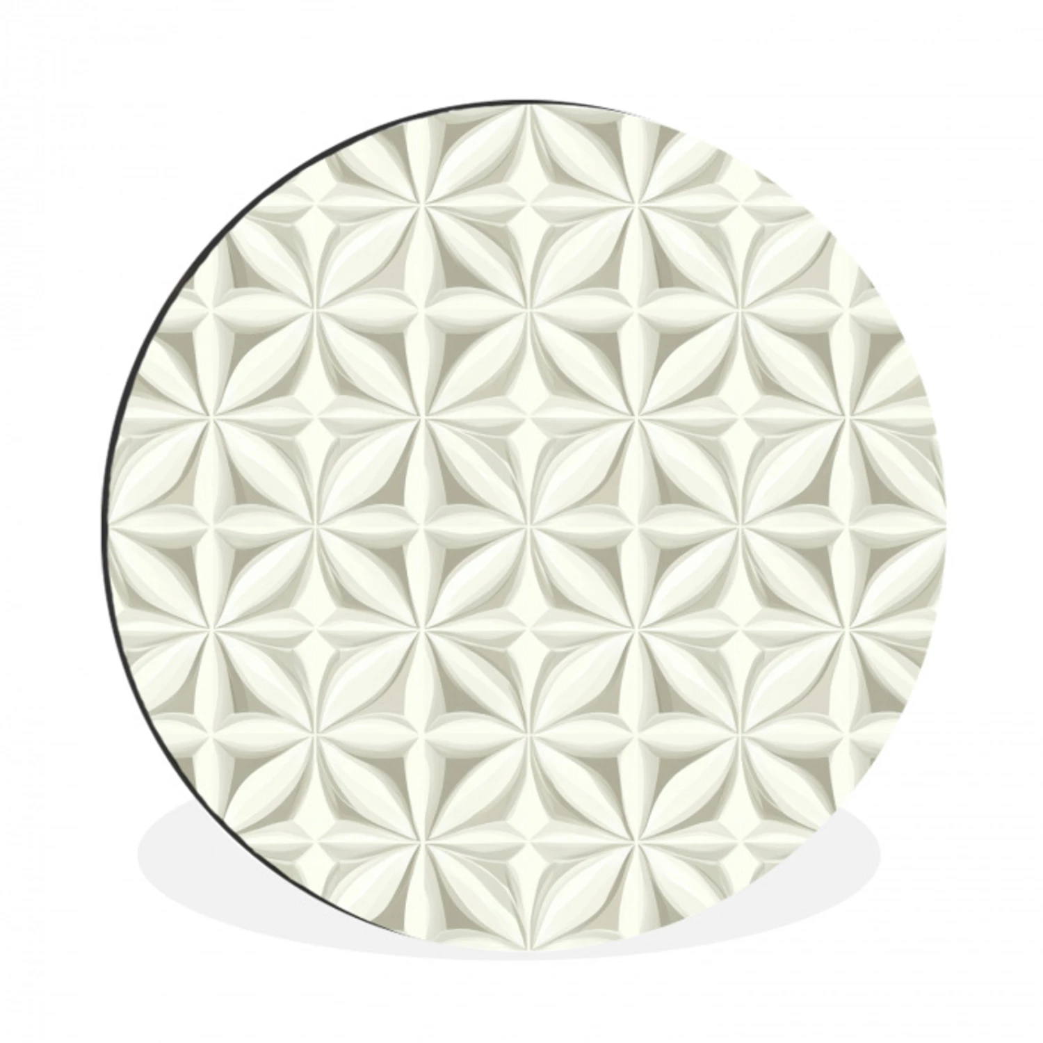 Abstract - Structuur - Grijs - Wit Wandcirkel aluminium klein 190 -3d