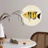 Geel - Vis - Strepen - Tropisch Wandcirkel behangsticker klein -sfeer3