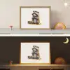 Wasbeer - Waterverf - Kleuren - Dieren - Kids Light Box met batterij (Wandlamp kind) middel -sfeer3_kind