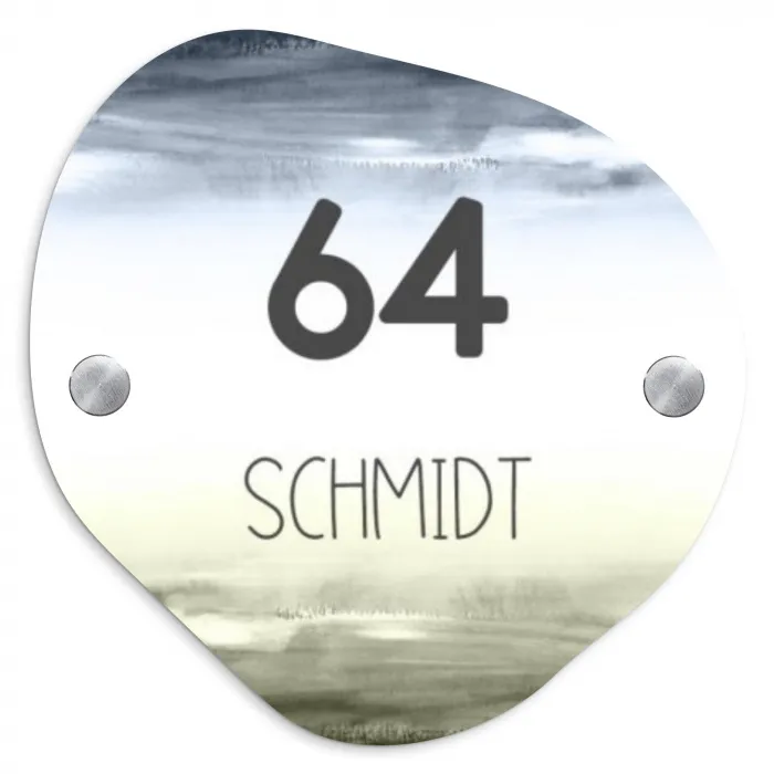 Aquarelachtergrond - Modern Naambord Organisch middel -3d