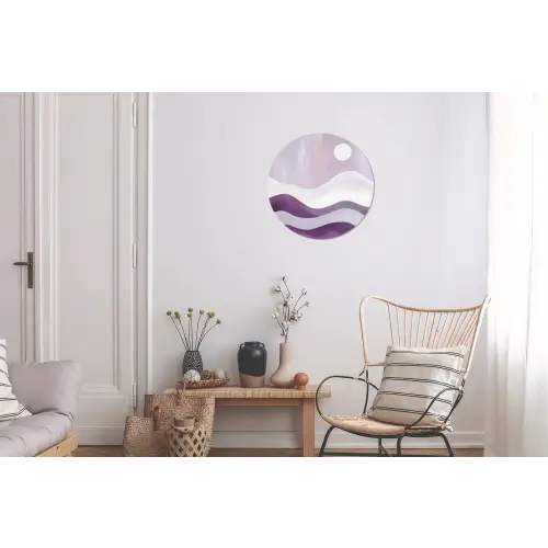 Golven - Heuvels - Abstract - Paars Wandcirkel aluminium klein -woonkamer
