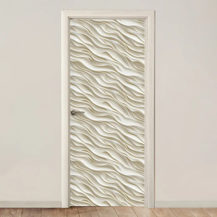 Golven - Wit - Minimalistisch deurposter klein 289 -3d_beige