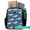 Walvis met golven patroon blauw Rugzak - Zwart middel -inhoud_NL