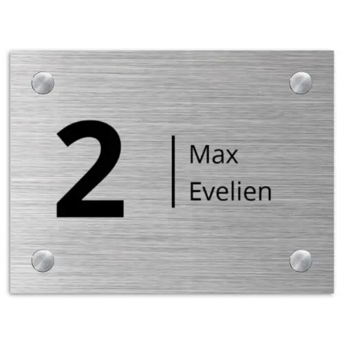 Metaaleffect - Modern Naambord Rechthoek middel -3d