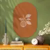 Sinaasappel - Getekend - Bladeren - Bruin Wandcirkel Ovaal Glas middel -sfeer2