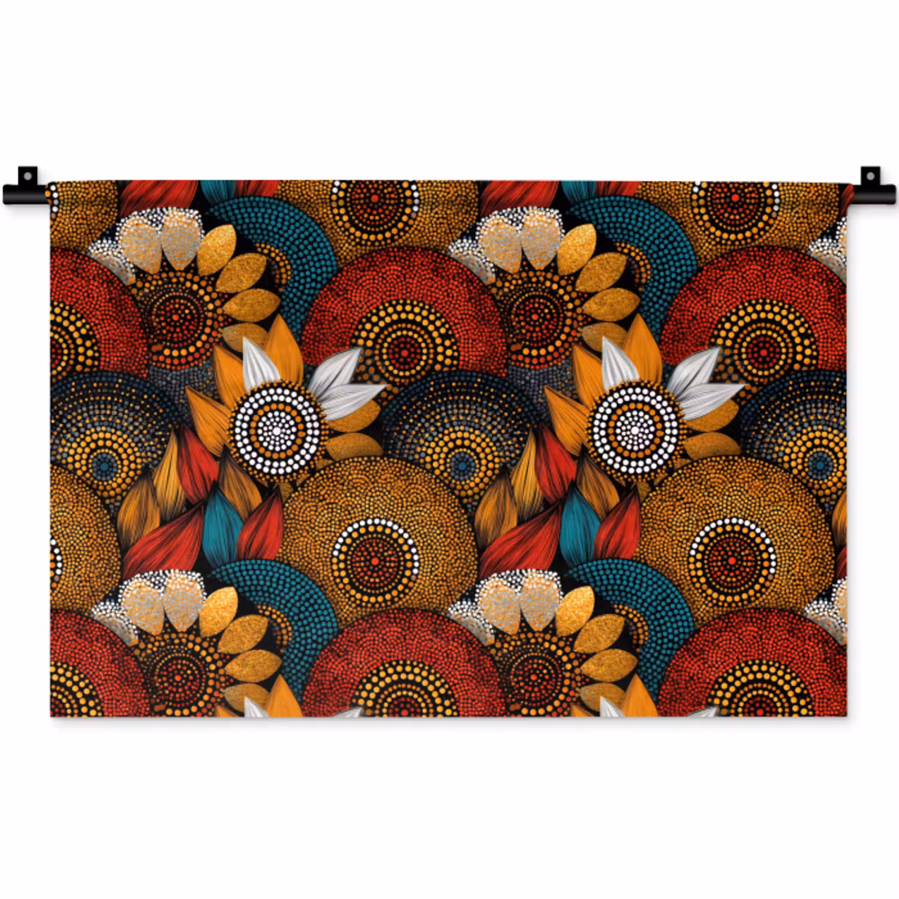 Kleurrijk - Aboriginal - Dot Painting - Botanisch - Patroon Wandkleed katoen klein 269 -zz3d