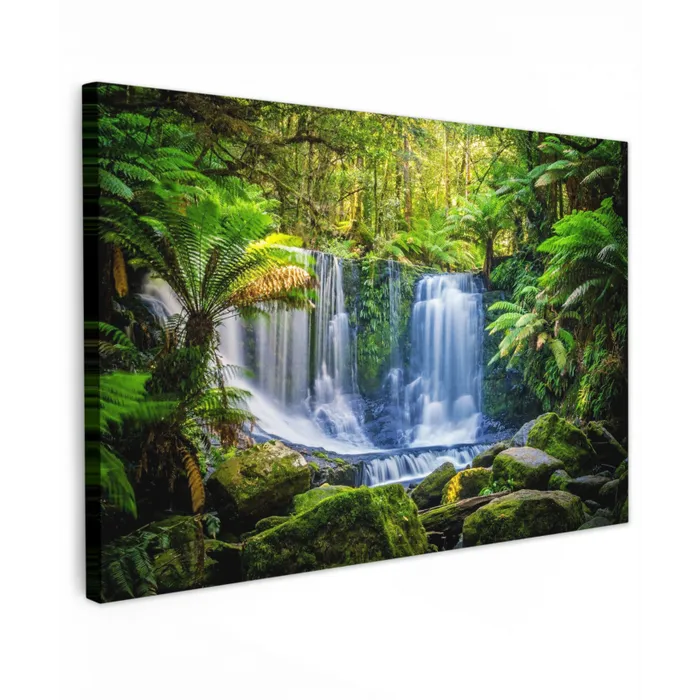 Waterval in het Regenwoud Tuinposter op houten frame 2 cm dik klein -3d