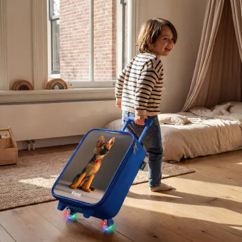 Hidde herder Kinderkoffer - Blauw klein -sfeer1