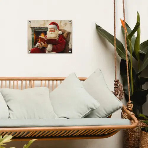 Kerst - Kerstman - Winter - Open Haard tuinposter los doek klein -sfeer7