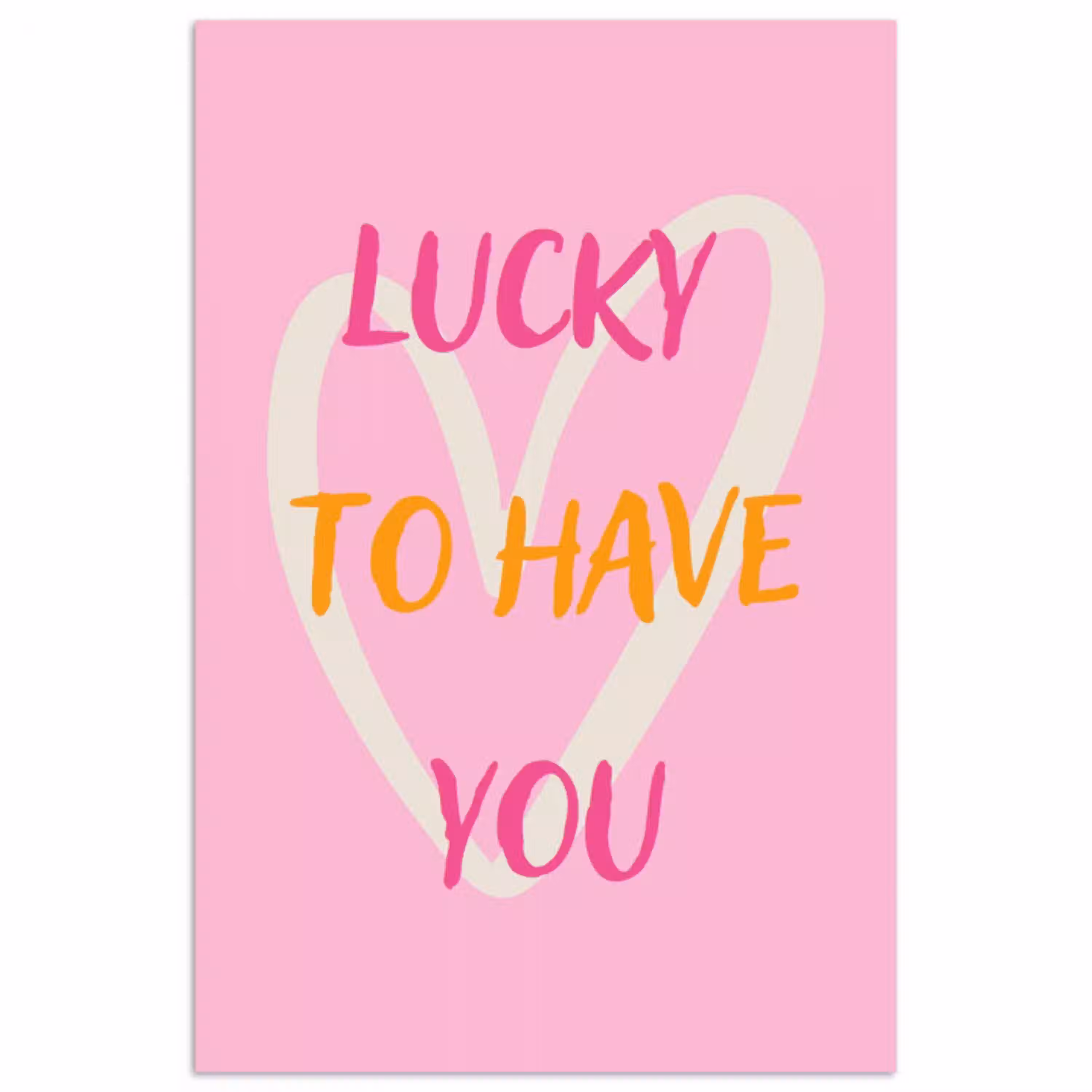 Lucky - Love - Valentijn - Roze poster papier klein -3d