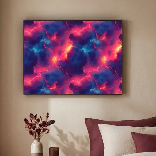 Bliksem - Wolken - Kleurenrijk Textielframe - compleet frame klein 947 -sfeer1