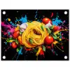 Spaghetti - Graffiti - Verf - Kleurrijk - Eten - Modern tuinposter los doek klein -3d