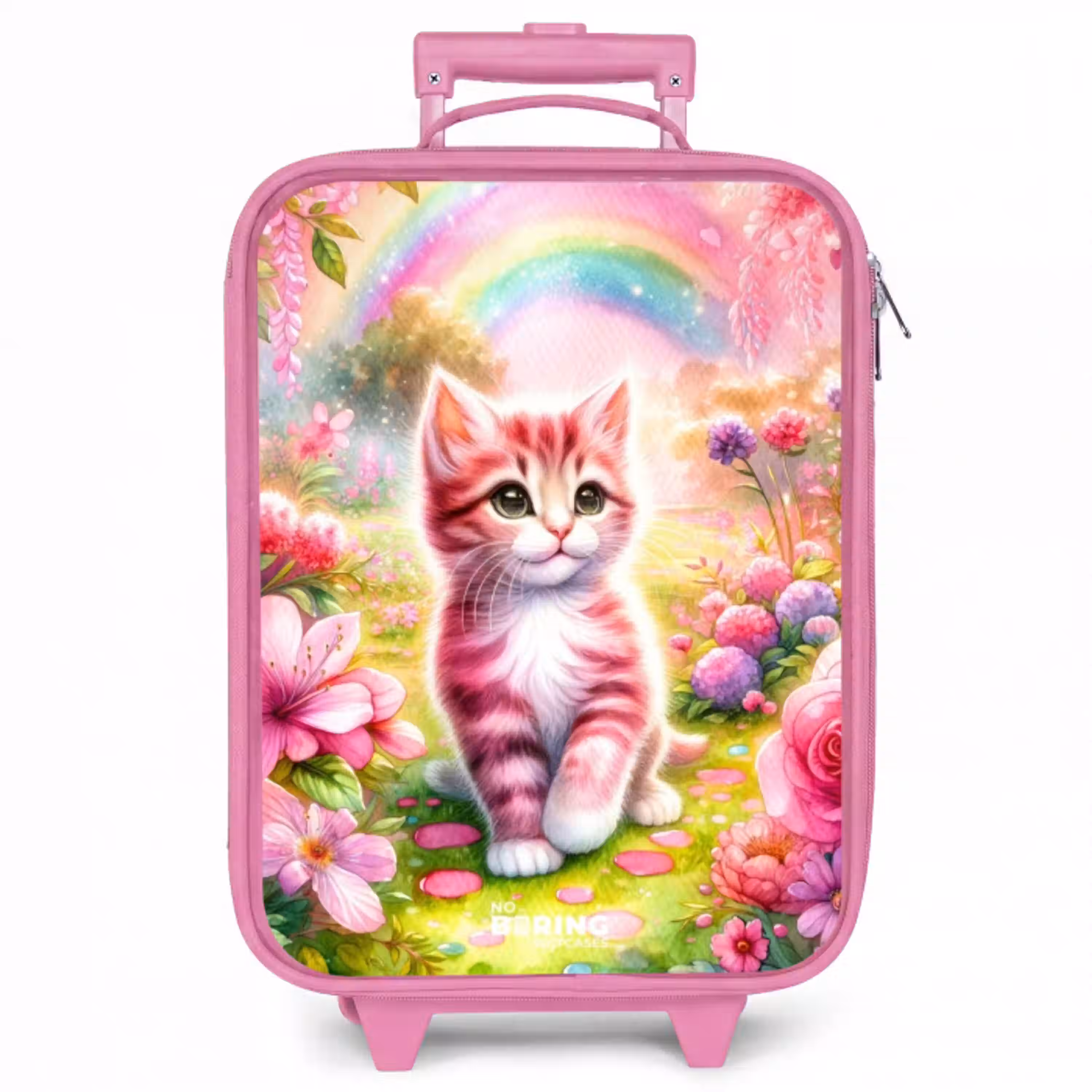Kitten met regenboog en bloemen Kinderkoffer - Roze klein -zzz_website3d