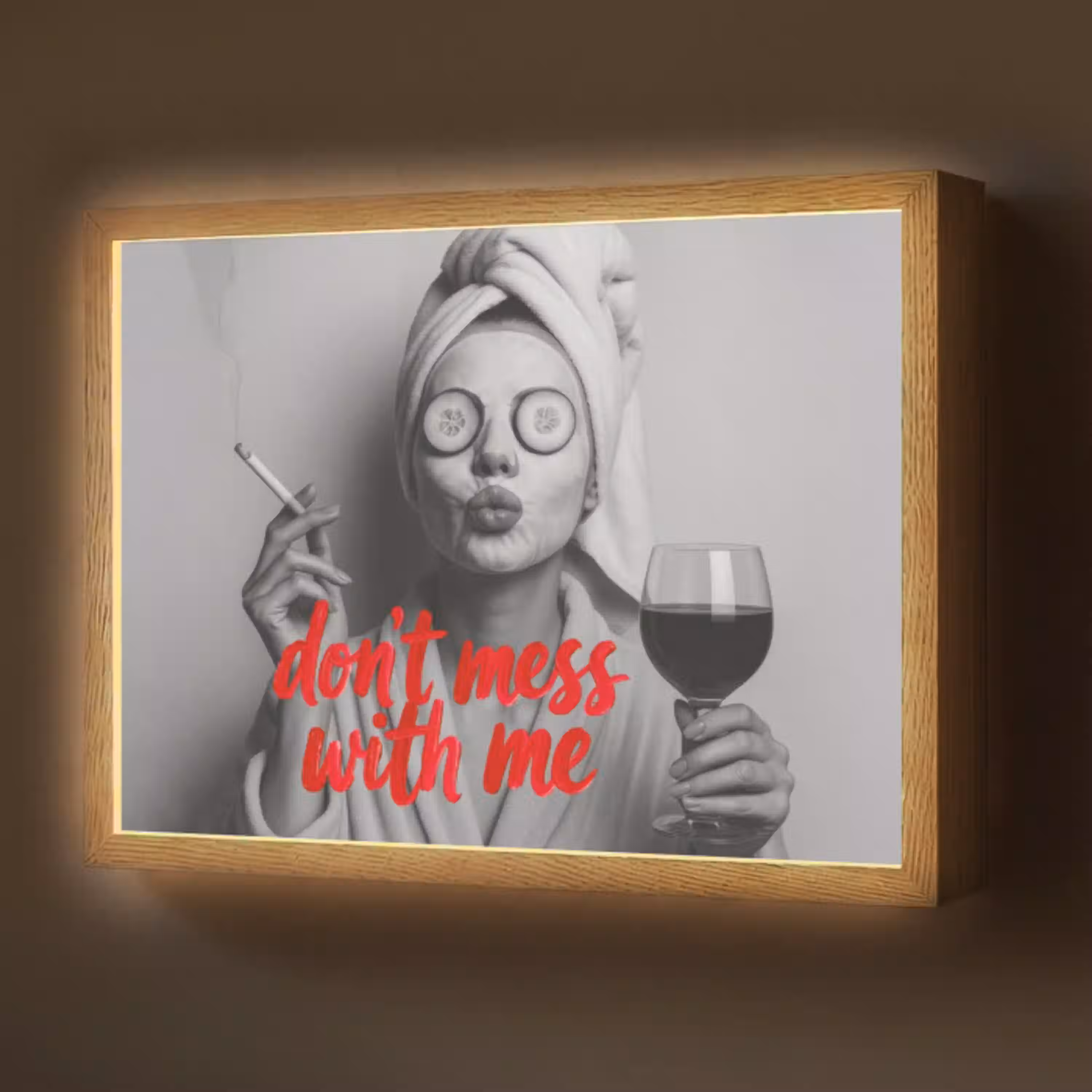 Don't mess with me - Wijn - Vrouw - Sigaret Light Box met batterij (Wandlamp) middel -z3d_website