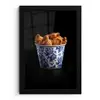 Kip - Bucket - Delfts blauw - Lekker fotolijst zwart zonder passe partout klein -3d