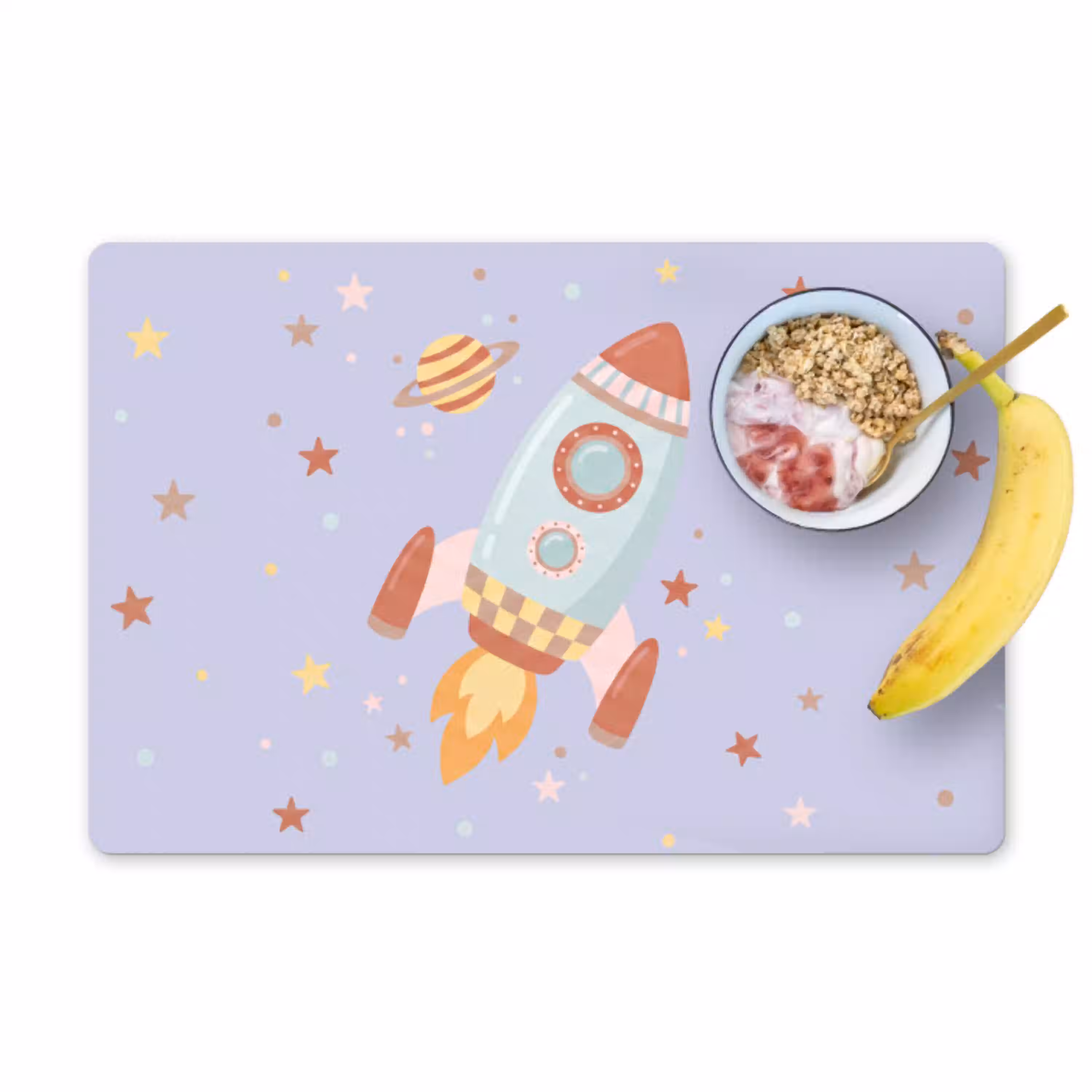 Raket - Ruimte - Planeet - Illustratie Placemat vinyl groot -zzzproduct_Kitchenyeah-website