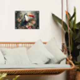 Toekan - Vogels - Bloemen - Planten - Tropisch tuinposter los doek klein -sfeer7