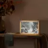Bos - Winter - Bomen - Natuur - Pad - Sneeuw Light Box met kabel (Tafellamp) klein -sfeer4