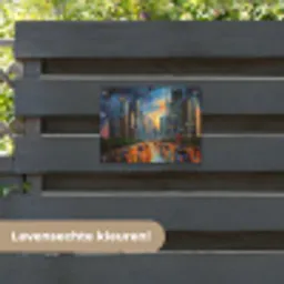 Auto - Skyline - Zon - Blauw tuinposter los doek klein -sfeer3