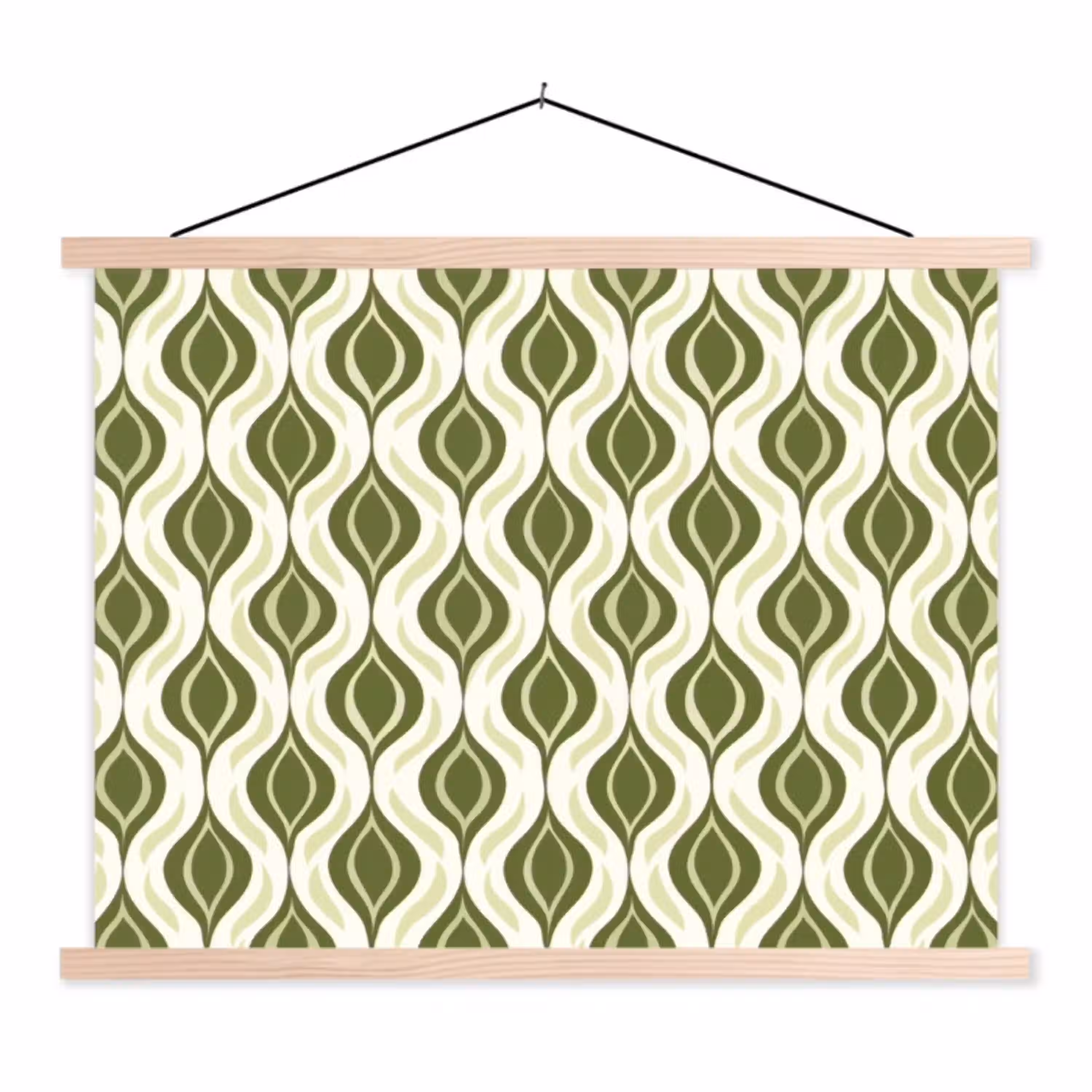Patroon - Retro - Groen textielposter latten blank klein 122 -3d