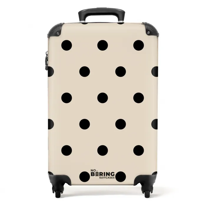 Beige achtergrond met zwarte stippen NBS - Handbagage koffer - Unisex middel -productfoto_recht