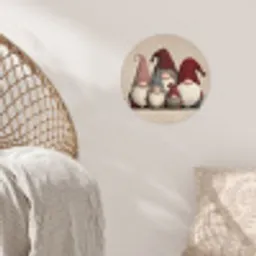 Kabouters - Kerst - Sneeuw - Puntmutsen Wandcirkel behangsticker klein -sfeer4