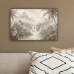 Jungle - Watervallen - Tropisch - Illustratie canvas 2cm klein -sfeer3