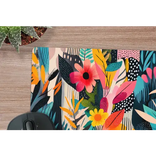 Schilderij - Abstract - Bloemen - Roze muismat rubber klein -closeup