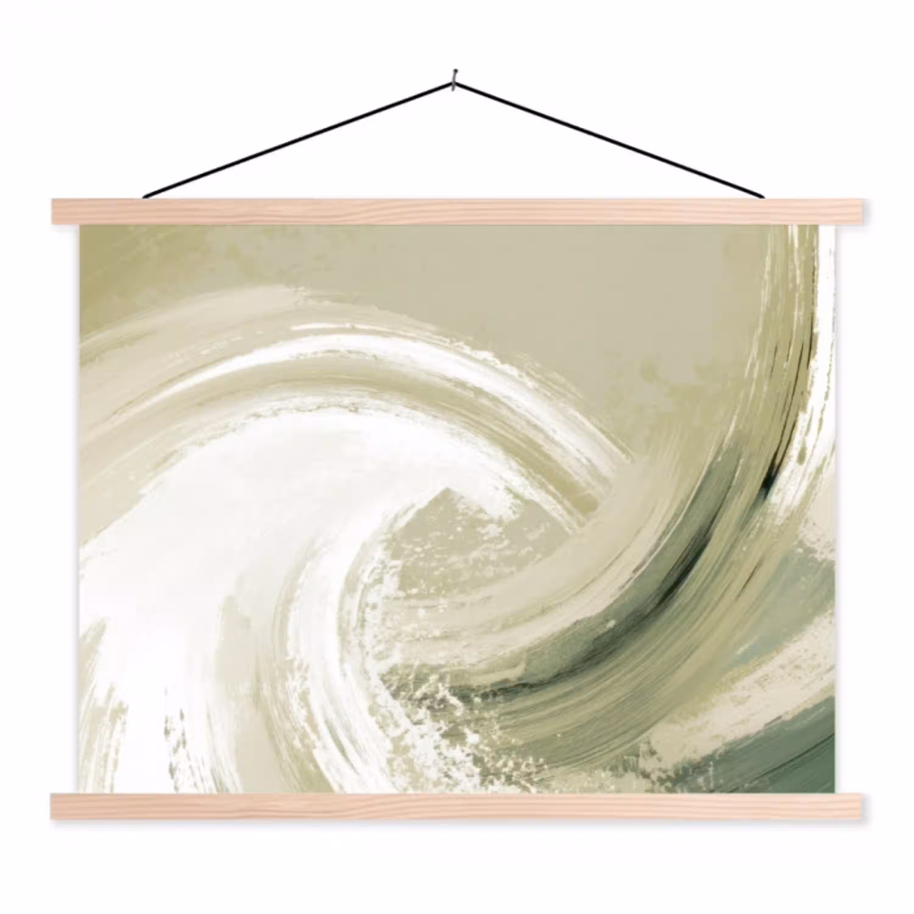 Abstract - Penseelstreken - Golven - Groen textielposter latten blank klein -3d
