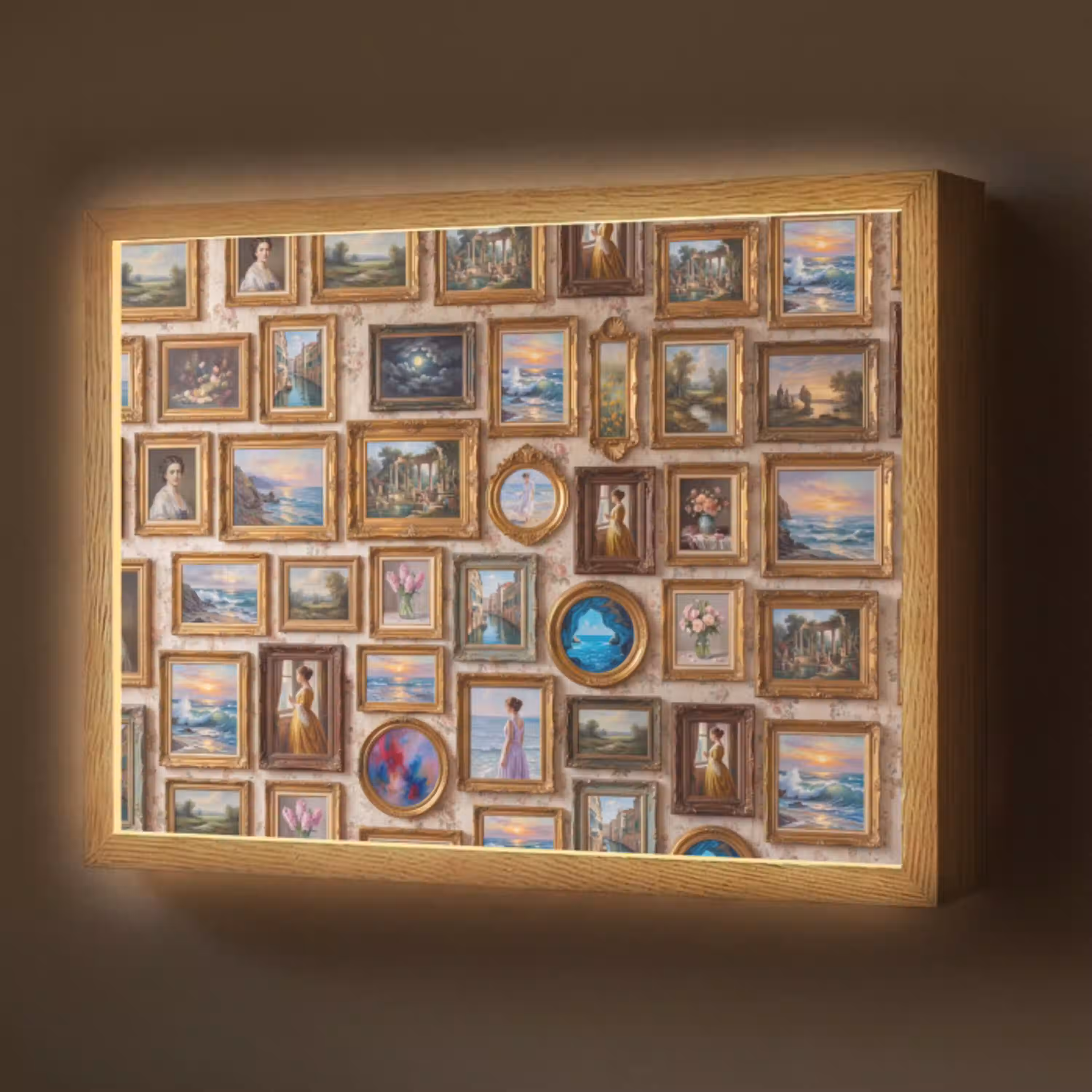 Interieur - Kunst - Collectie - Klassiek - Goud Light Box met batterij (Wandlamp) middel -z3d_website