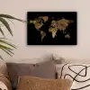 Wereldkaart - Goud - Luxe - Aarde - Zwart canvas 2cm klein -sfeer1