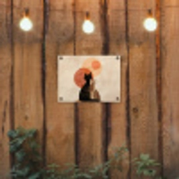Katten - Zwart - Abstract - Cirkels tuinposter los doek klein -sfeer1