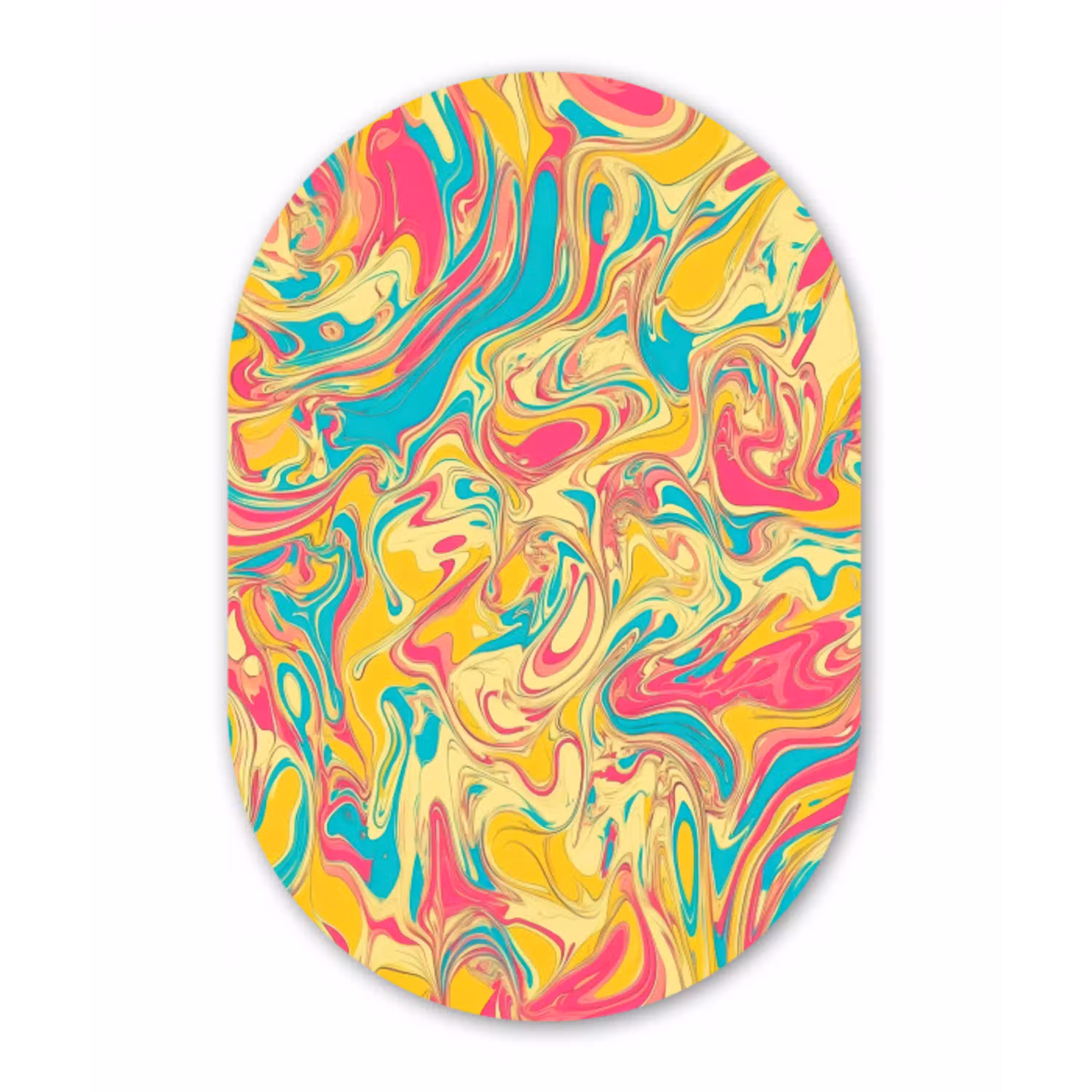 Geel - Roze - Blauw - Retro Wandcirkel Ovaal Glas middel -3d