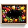 Groente - Graffiti - Kleurrijk - Koken - Abstract Dienblad Rechthoek middel -z3d_shopping