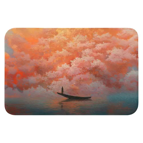 Zee - Boot - Wolken - Oranje Badmat klein -3d