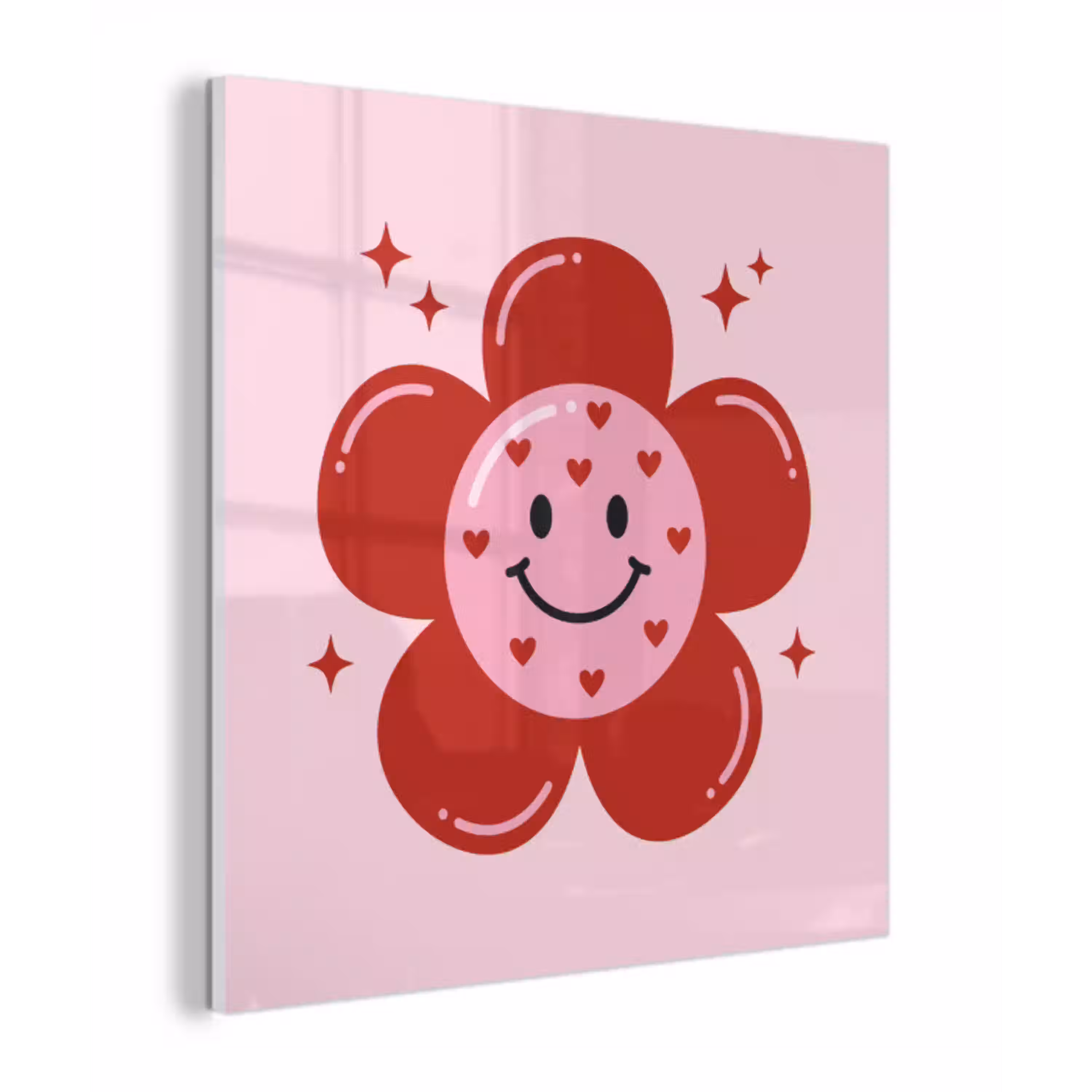 Bloem - Roze - Hartjes plexiglas 5mm klein -z3d