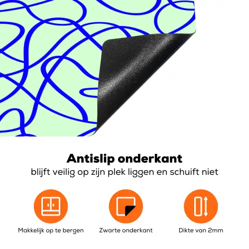 Mint - Blauw - Lijnen - Abstract Inductie beschermer vinyl 3mm klein 276 -zzzzzzz-td-onderkant